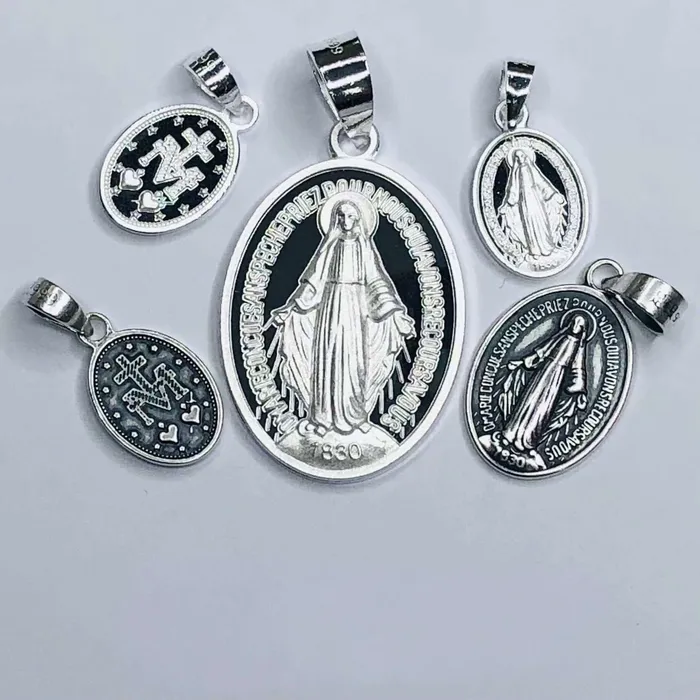 Trendolla Jewelry Necklaces 999 Fine Silver Oval Virgin Mary Pendant Virgencita Necklace