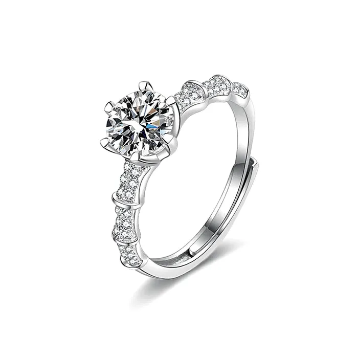 Trendolla Jewelry Rings Adjustable Bamboo Moissanite Ring