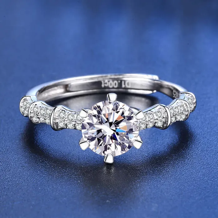 Trendolla Jewelry Rings Adjustable Bamboo Moissanite Ring