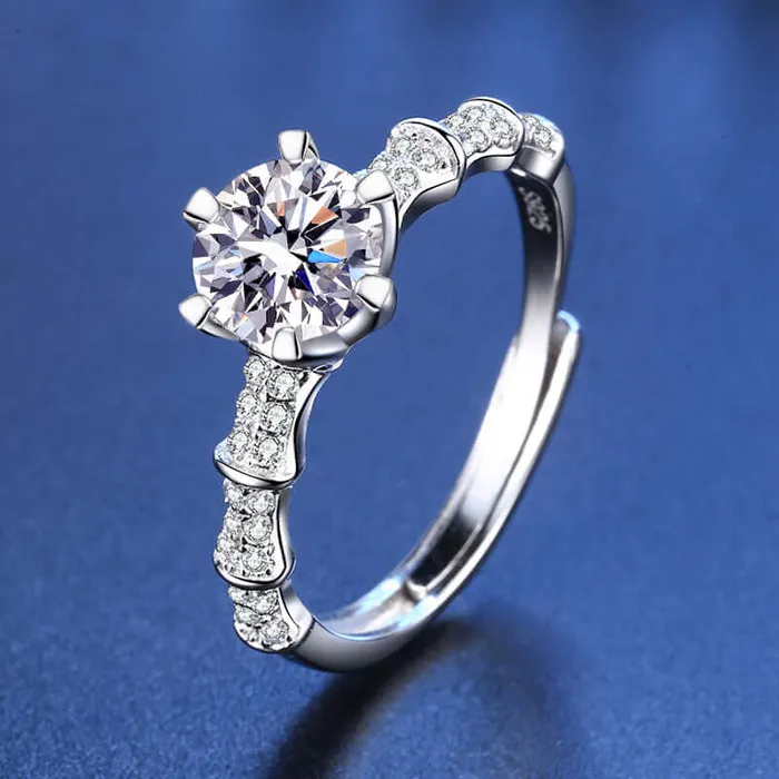 Trendolla Jewelry Rings Adjustable Bamboo Moissanite Ring