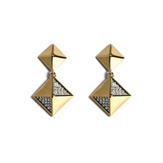 vendorunknown Earrings Diamond Pyramid Stud w Dangling Pyramid Earring