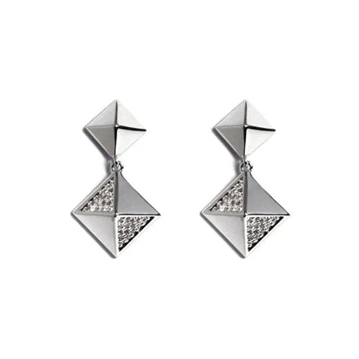 vendorunknown Earrings Diamond Pyramid Stud w Dangling Pyramid Earring