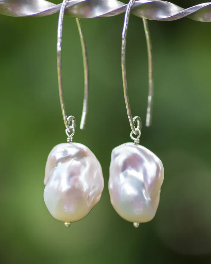 Vida Jewelry Designs Earrings Sterling Silver Large Baroque Pearl Earrings