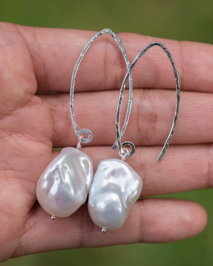 Vida Jewelry Designs Earrings Sterling Silver Large Baroque Pearl Earrings