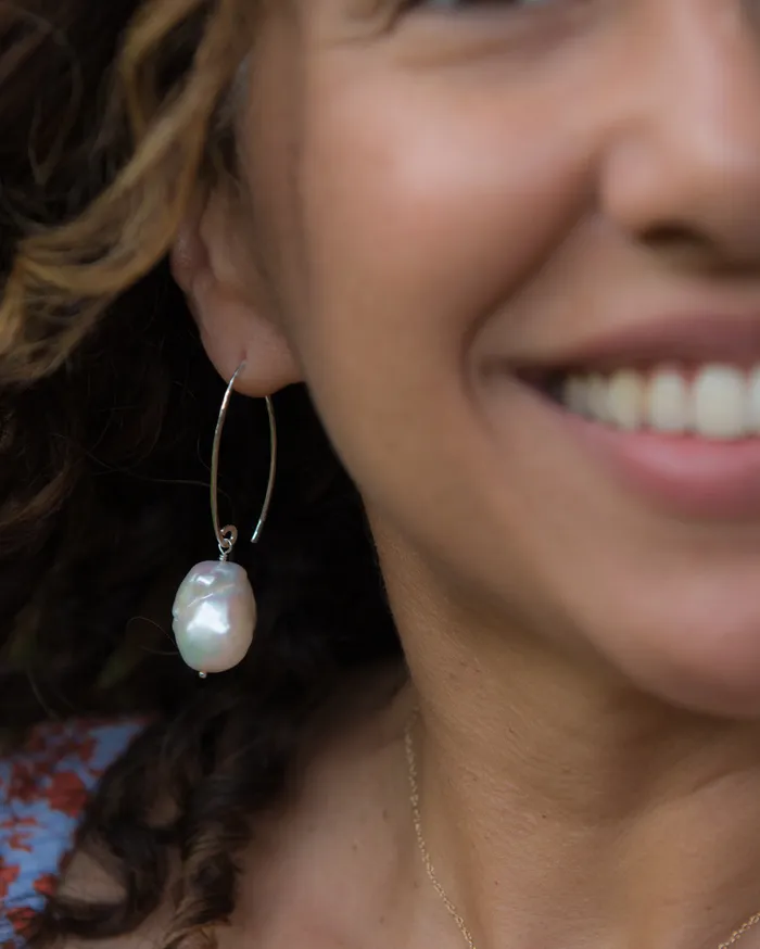 Vida Jewelry Designs Earrings Sterling Silver Large Baroque Pearl Earrings